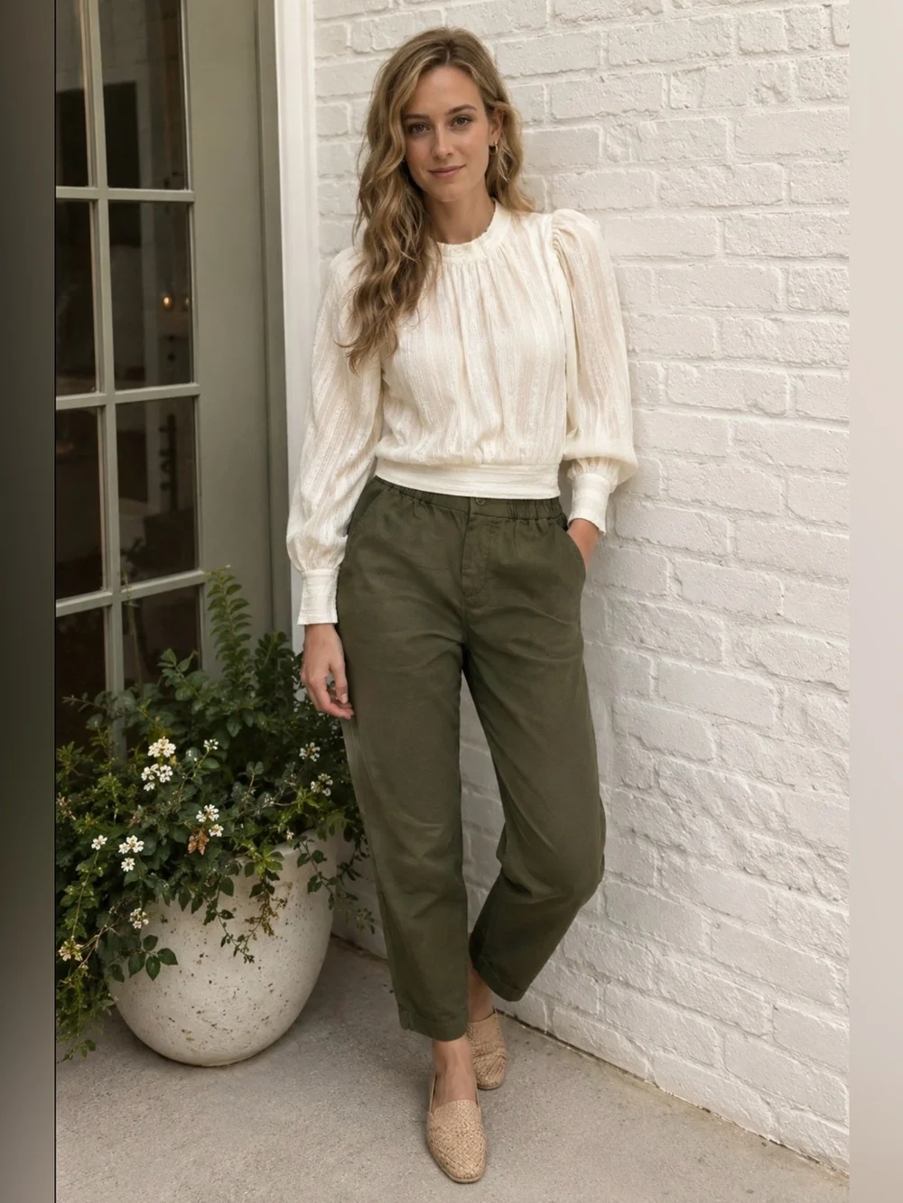 A NEW DAY FOREST GREEN HIGH RISE JOGGERS TROUSER STYLE UP OR DOWN XL EUC